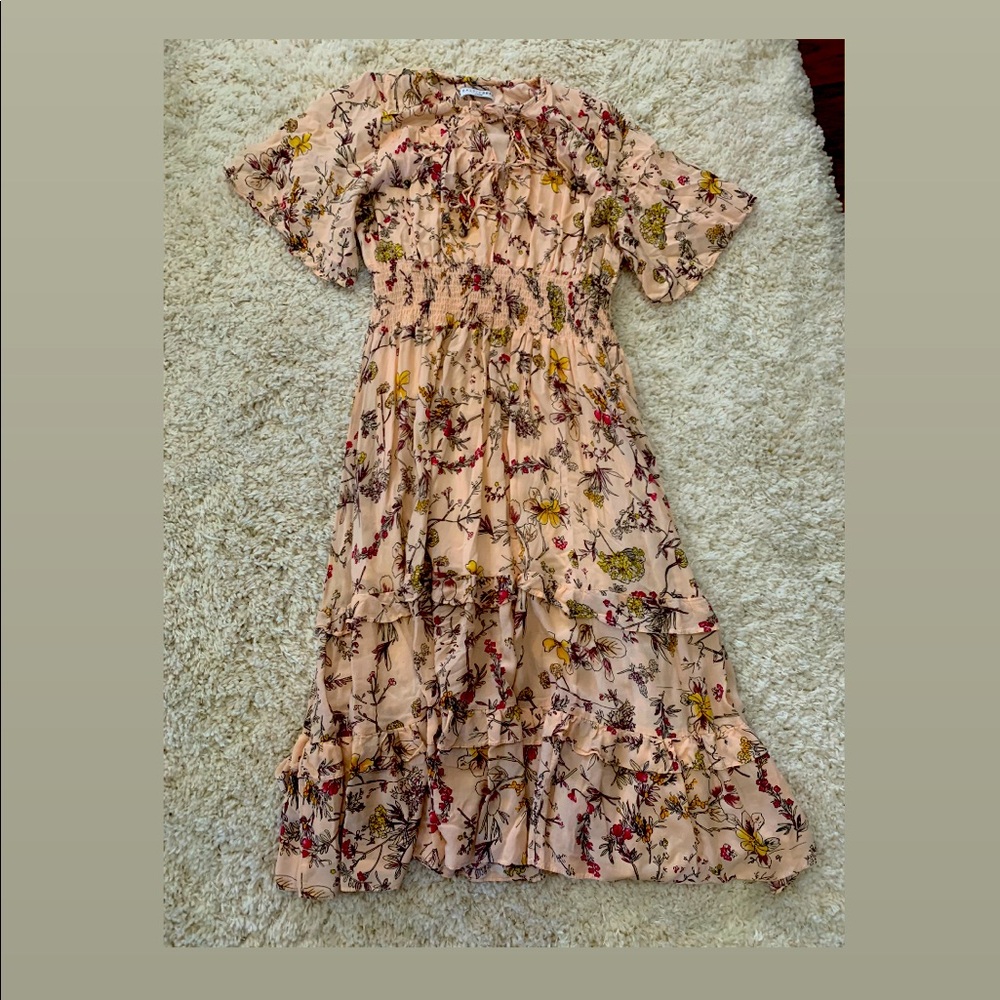 Blush floral midi dress